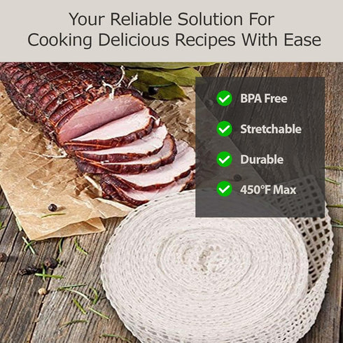 50ft 24-6.5" The Sausage Maker Meat Netting Roll Various Size, Elastic Butchers Twine Cooking String Food Net, USA