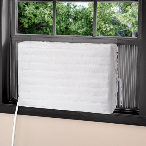 Little World Indoor Air Conditioner Cover, White Window AC Covers for Inside, Double Insulation, 21 x 15 x 3.5 Inches