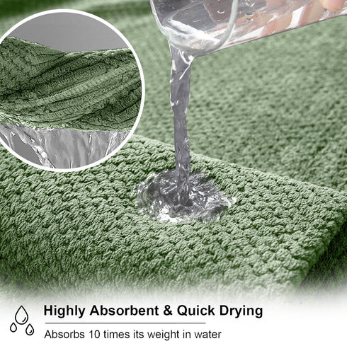 8 Set-2 Sheets,2 Towels,4 Washcloths-600GSM Oliven Piece Green Family Bath Towel Oversized Bath Towel Hand Soft Highly