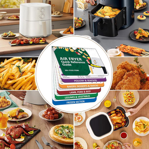 Over 200 Foods Air Fryer Cheat Sheet Magnets - Cooking Guide Booklet, Magnetic Cookbook Set (Air Fryer Accessories)