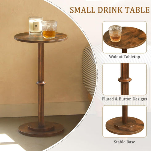Chic Rustic Brown Small Round End Table for Compact Spaces