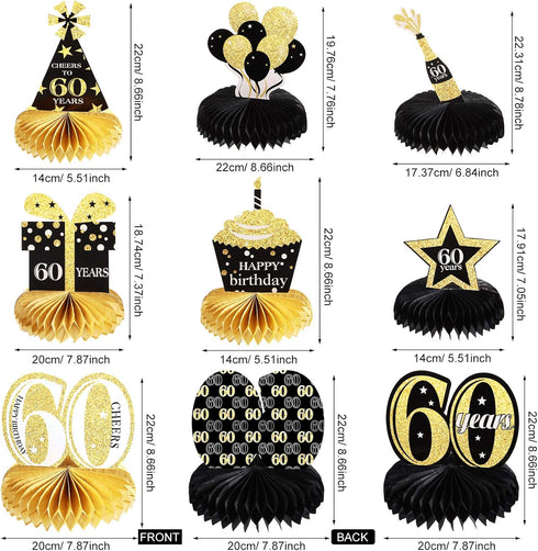 8 Piece 60th Birthday Decoration, Centerpieces and Table Toppers for Sixty Years Party Favors