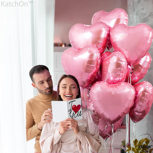KatchOn Light Pink Heart Balloons - 18 Inch, Pack of 10 for Valentines Day Decorations