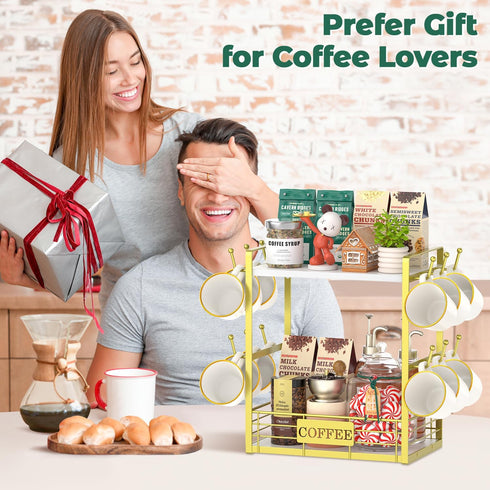 2 Countertop 12 EsLuker.ly Coffee Mug Cup Holder Tree Bar Station Organizer, Tier Mug Stand Rack for Kitchen, Storage