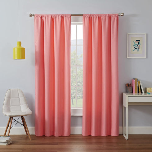 ECLIPSE Kendall Modern Blackout Thermal Rod Pocket Window Curtain, 1 Panel, 42 x 63, Coral