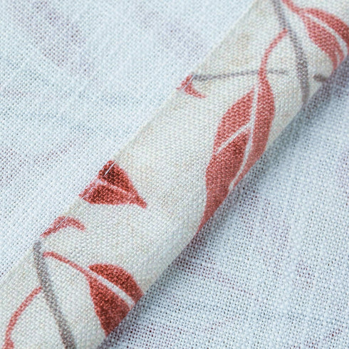 VOGOL Valances for Kitchen, Red Leaf Print Linen Textured Curtain Panel, Rod Pocket, 52x12, One Panel