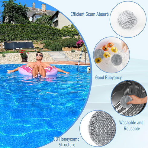 6 Pack JULMELON Hot Tub Scum Absorber, Spa & Pool Scum Eliminating Balls Reusable Hot Tub Oil Absorbing Sponge Washable