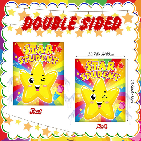 2 Pieces Star Student Chair Cover for Kids Colorful Seat Cover for Classroom Star Chair Cover for Classroom Office Home Party School, 18.9 x 15.75 Inches