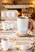 Set 6, 20oz Set AmorArc Large Coffee Mugs of Ceramic Tall Coffee Mugs with Textured Patterns for Coffee/Tea/Beer/Hot