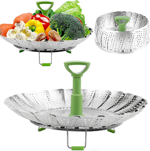Consevisen Vegetable Steamer Basket for Cooking, Stainless Steel Veggie Steam Basket, Folding Expandable Steaming