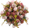 Duovlo 7 Branch 21 Mini Rose Heads Artificial Flowers Bouquet, Pack of 4, Wedding Home Office Decor, Pink
