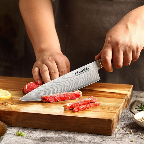 Razor-Sharp Chef Knife, 8-inch High Carbon Stainless Steel Chef's Knife for Home Kitchen & Restaurant, with Sheath &