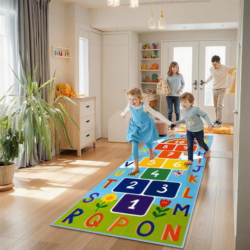 31.5''x72'' STARUIA Washable Hopscotch Kids Rug for Playroom, Colorful Educational Classroom Rugs with ABC Number, Non