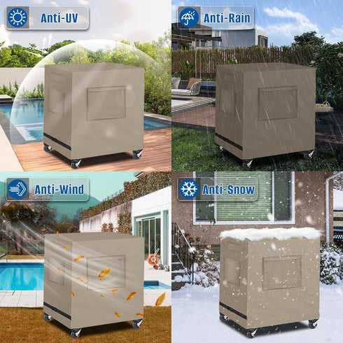 80-100 34L 20W X32H inch-Khaki SIRUITON Patio Cooler Cart Cover, Fits for Most Quart Rolling Cooler Cart Cover
