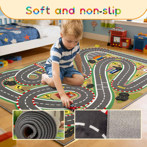 31"x47" Kids Rug Play Mat Soft & Non-Slip Car Rugs City Map Play MatCar Rugs for Kids Toy Cars Race Track for Classroom