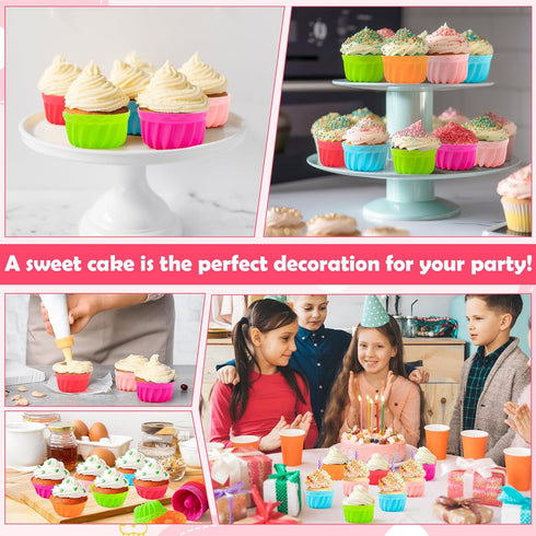 R HORSE 42Pcs Silicone Baking Molds, Pumpkin Silicone Cups, Non-Stick Muffins Mould, Reusable Cupcake Wrapper Molds