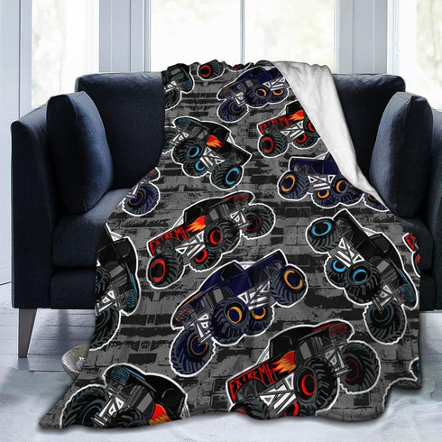 Perinsto Monster Truck Boys Style Throw Blanket Ultra Soft Warm All Season Decorative