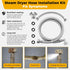 4FT Premium Steam Dryer Hose Installation Kit - 4 Ft 90 Degree Elbow Stainless Steel Hose, Inlet Adapter Hose, Y