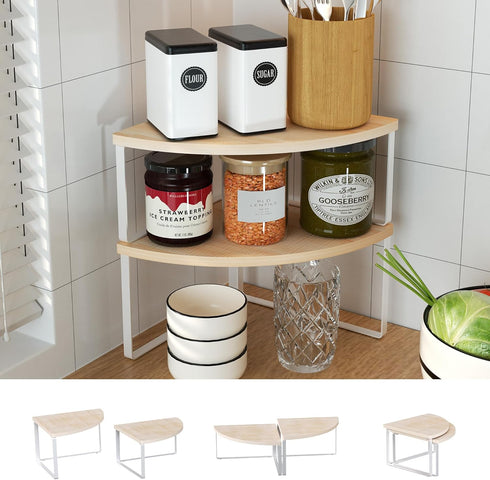 Countertop Set 2 Counter Corner Shelf Organizer - of Corner Shelves for Kitchen Cabinet Organizer, Spice Rack
