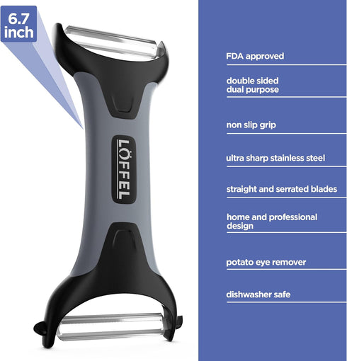 Peeler for Potato Vegetable, Heavy Duty Double Sided Non Slip Grip, Y Shaped with Ultra Sharp Blades