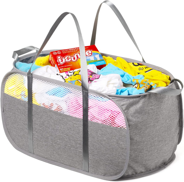 Tear Proof Pop Up Laundry Hampers with Strong Handles, Easy to Carry & Collapsible Laundry Basket, Honeycomb