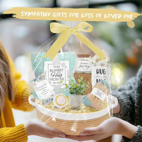 Package Sympathy Gift Baskets for Loss of Loved One, Bereavement Care for Women, Condolence Gift for Mom, Dad, Husband