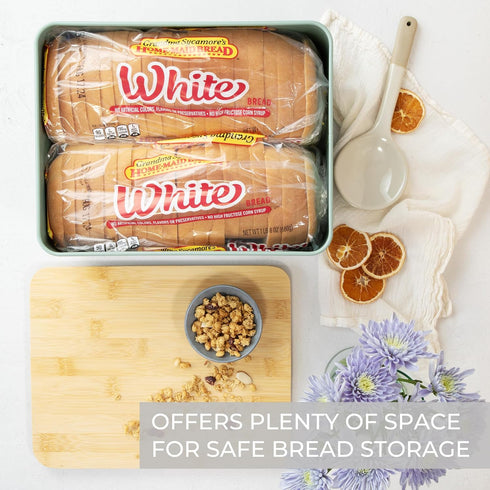 Countertop Beautiful Bread Box With Wooden Lid For Your Kitchen - Spacious Container Perfectly Stores Your Homemade
