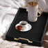 Countertop, 16.2 12.2 2 inches HofferRuffer Faux Leather Rectangle Serving Tray Decor Platter with Gold Metal Handles