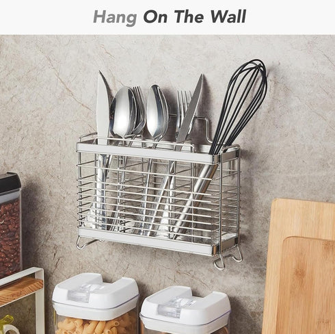 KESOL Utensil Holder with 3 Divided Compartments, Rust Proof Drying Rack Basket
