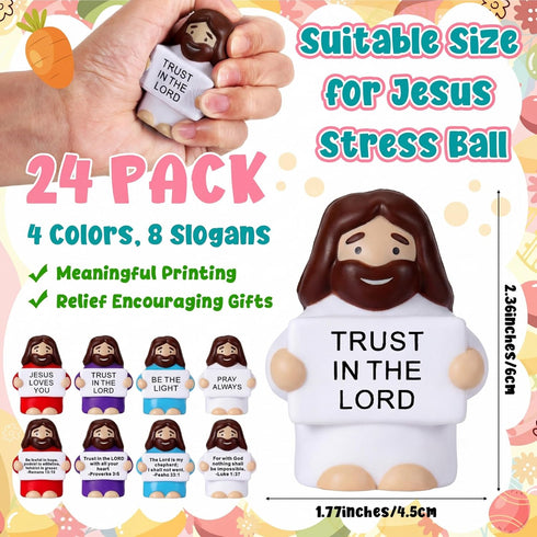 JolliLudo 24 Pack Jesus Stress Balls for Coworkers Adults Mini Foam Squeeze Fidget Toys for Anxiety & Stress Relief
