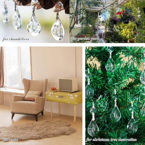 20pcs 38mm Crystal Loquat Shape Chandelier Replacement,Hanging Clear Glass Crystals for Chandelier,Crystal Prisms Beads