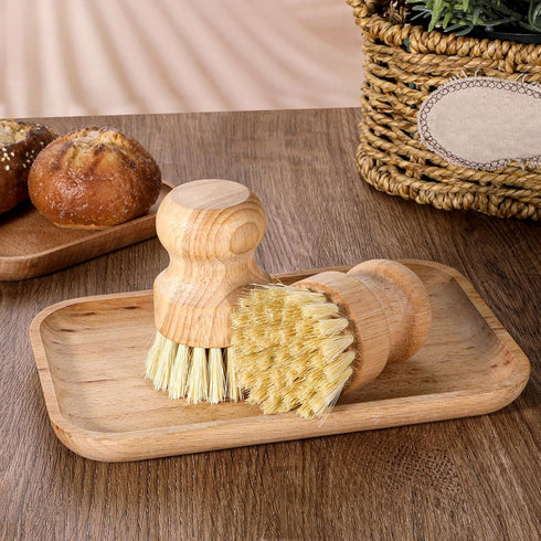 SynHHergyx 6 Packs Bamboo Dish Scrub Brushes Wok Brush Dish Scrubber Brush Kitchen Dishwashing Scrubber with Natural