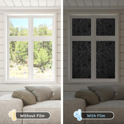 rabbitgoo Black Total Blackout Window Film, 35.4" x 78.7" Light Blocker for Sun Blocking and Privacy