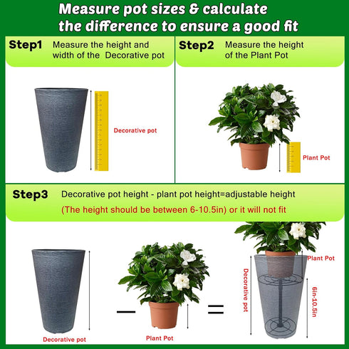 VICAMB 1 Pack 6-10.5in Pots(5.9" 7.87" 9.84" Adjustable Plant Risers for Inside Pots,Metal Planter Lift Inserts Fillers