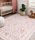 5x7 YIHOUSE Pink Floral Rug for Bedroom Girls, Washable Area Rugs for Living Room Non Slip Ultra-Thin, Soft Throw