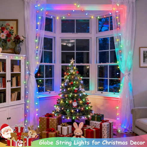 JMEXSUSS Globe String Lights Indoor, Color Changing Christmas Lights Plug in, Warm White & Multicolor String Light