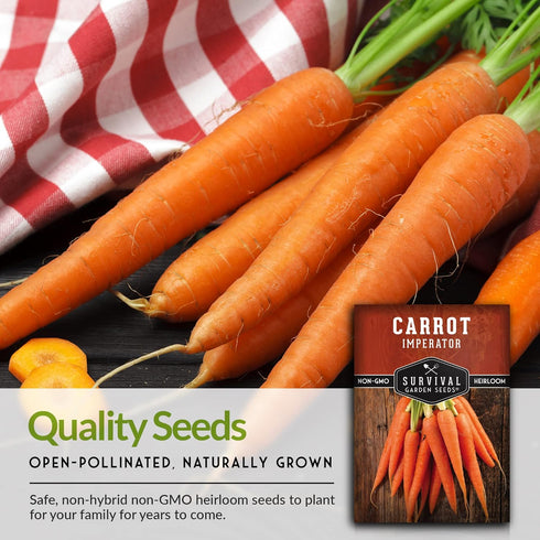 58 (1 Pack) Imperator Carrot Seeds for Planting Grow Long, Straight, Sweet Carrots for Juicing, Vegetable Gardens