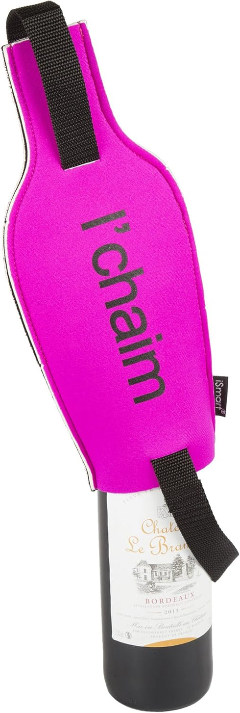 Creative Home Neoprene Single Wine Carrier Champagne Bottle Protective Travel, Gift Bag, 5-1/8" W x 11-3/4" H, Pink