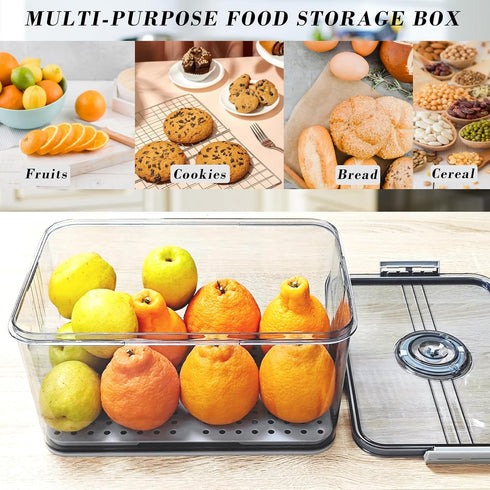 Counter, Honbuty Bread Box Bread Boxes with Lid for Kitchen Airtight Loaf Bread Storage Container,Large Time Recording