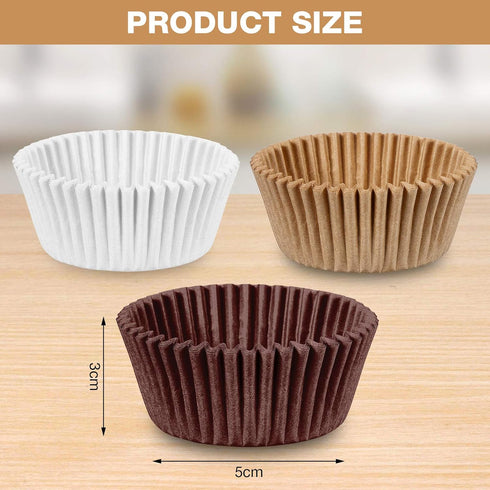 1000 Count Cupcake Liners for Baking Liners Paper Cupcake Wrappers Bulk Cup Cake Cases Muffin Baking Paper Cups for Candy Cooking (Brown White Nature,1.97 inch-Standard Size) by Zonon