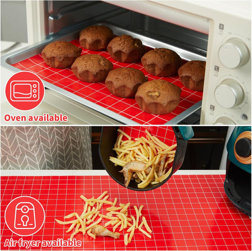 Silicone Baking Mat Roll 16IN x 5FT, Non-Slip Pastry Mat, Reusable Air Fryer Liner, Oven Liners, Cut to Size