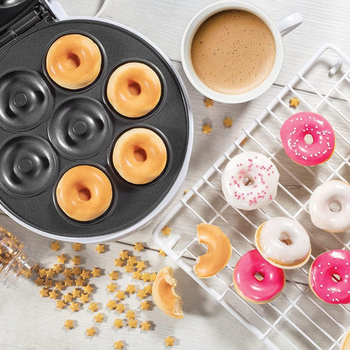 Electric Non Stick Doughnut Maker, Toaster Donut Machine for Home Snacks, Makes 7 Doughnuts
