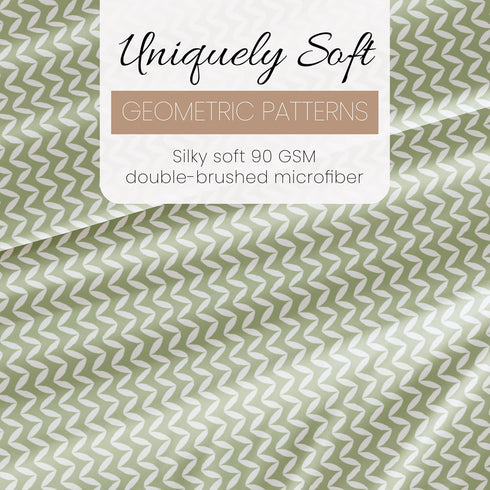 Linen Market Double-Brushed Microfiber Queen Sheet Set - 4 Piece, Oeko-TEX Certified, Puffed Chevron Sage
