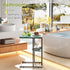 Katrawu C Shaped End Side Table, Couch Sofa Table for Small Space, Snack Table with Metal Frame, TV Tray Table for Bed