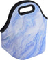 CM Soft Neoprene Tote Picnic Bag Lunch Container Organizer for Outdoor Travel (Blue Marble Pattern)