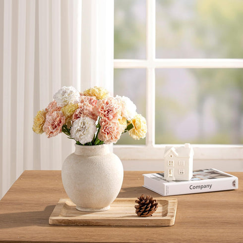 6.7 Inch Ceramic Flower Vase, White Flower Vase Rustic Farmhouse Decorative Vase Floral Pottery Vases for Home Decor