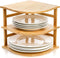 Goaste 3-Tier Bamboo Corner Shelf, Kitchen Countertop Storage Organizer, Cabinet Plate Rack