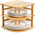 Goaste 3-Tier Bamboo Corner Shelf, Kitchen Countertop Storage Organizer, Cabinet Plate Rack
