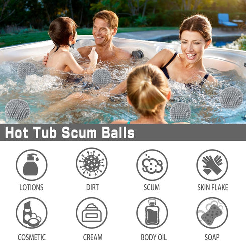 6 Pack JULMELON Hot Tub Scum Absorber, Spa & Pool Scum Eliminating Balls Reusable Hot Tub Oil Absorbing Sponge Washable