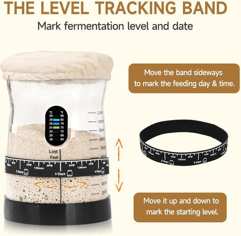 Sourdough Starter Kit -50 Oz Wide Bore and Large Capacity Sourdough Starter Jar,Thermometer, Feeding Band- Perfect Sourdough Bread Baking Supplies, Baking Gifts(1 Jar)